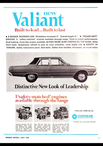 1968 VE CHRYSLER VALIANT VIP AUSSIE AD ART PRINT POSTER