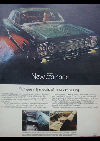 1968 ZB FAIRLANE 500 FORD AUSSIE AD ART PRINT POSTER