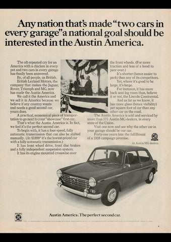 1969 AUSTIN AMERICA LEYLAND USA AD ART PRINT POSTER