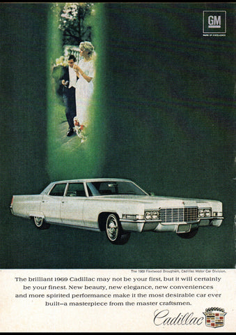1969 CADILLAC FLEETWOOD BROUGHAM SEDAN USA AD ART PRINT POSTER