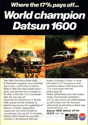 1969 DATSUN NISSAN 1600 AUSSIE REPRO AD ART PRINT POSTER