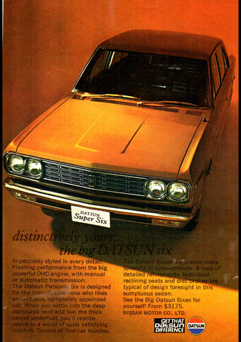 1969 DATSUN SUPER SIX SEDAN NISSAN AUSSIE REPRO AD ART PRINT POSTER