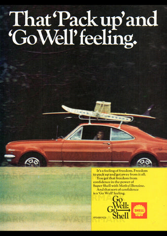 1969 SHELL PETROL GO WELL GO SHELL HK HOLDEN MONARO AUSSIE REPRO AD ART PRINT POSTER