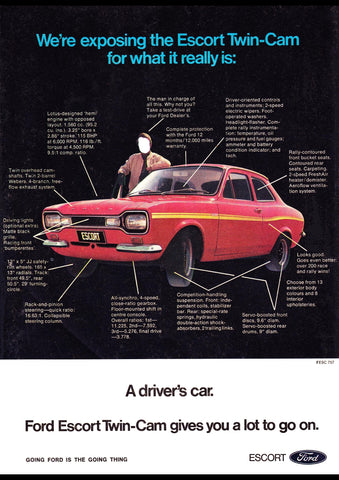 1971 FORD ESCORT TWIN CAM GT AUSSIE REPRO AD ART PRINT POSTER