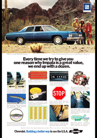 1973 CHEVROLET IMPALA 4 DOOR SEDAN USA AD ART PRINT POSTER