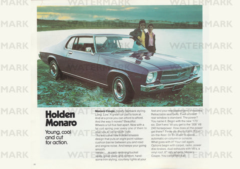 1973 HOLDEN HQ MONARO AUSSIE REPRO AD ART PRINT POSTER