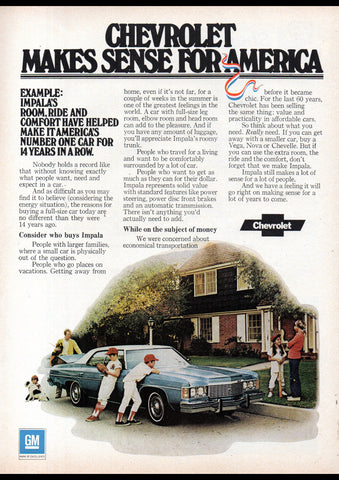 1974 CHEVROLET IMPALA SEDAN USA AD ART PRINT POSTER