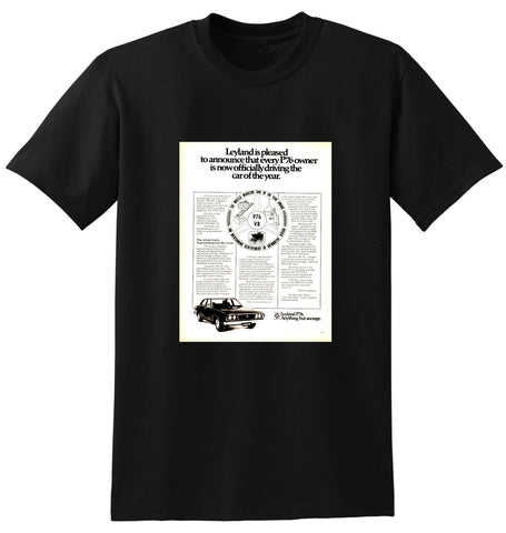 1974 LEYLAND P76 V8 CAR OF THE YEAR AUSSIE AD TSHIRT