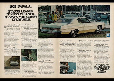 1975 CHEVROLET IMPALA SPORT COUPE USA AD ART PRINT POSTER