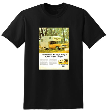 1975 HJ HOLDEN ONE TONNER CAMPER AUSSIE AD TSHIRT