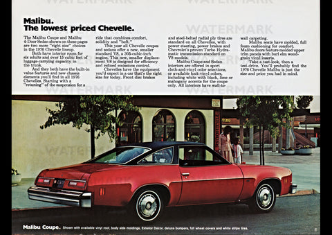 1976 CHEVROLET CHEVELLE MALIBU COUPE USA REPRO AD ART PRINT POSTER