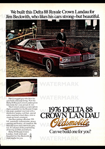 1976 OLDSMOBILE DELTA 88 ROYALE CROWN LANDAU USA REPRO AD ART PRINT POSTER