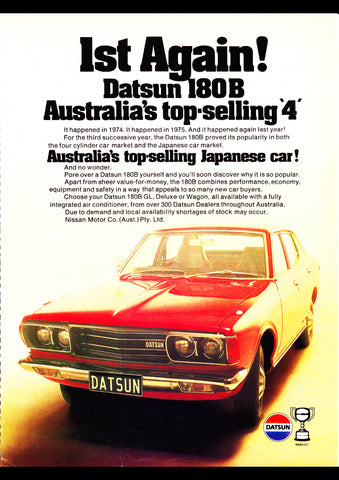 1977 DATSUN 180B NISSAN AUSSIE AD ART PRINT POSTER