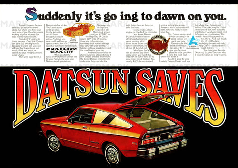 1977 DATSUN B-210 USA AD ART PRINT POSTER