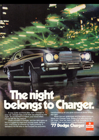 1977 DODGE CHARGER 318 V8 COUPE CHRYSLER USA AD ART PRINT POSTER