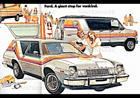 1977 FORD CRUISING WAGON & VAN USA REPRO AD ART PRINT POSTER