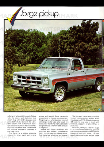 1977 GMC SARGE PICKUP BY MOTORTOWN CORPORATION USA REPRO AD ART PRINT POSTER