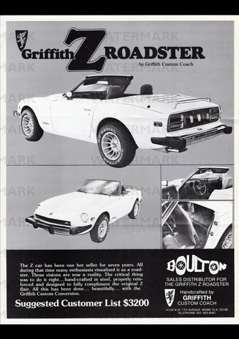 1977 GRIFFITH Z ROADSTER USA REPRO AD ART PRINT POSTER