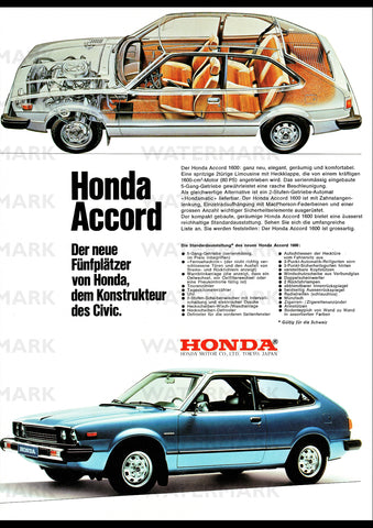 1977 HONDA ACCORD 1600 HATCHBACK GERMAN DEUTSCH REPRO AD ART PRINT POSTER