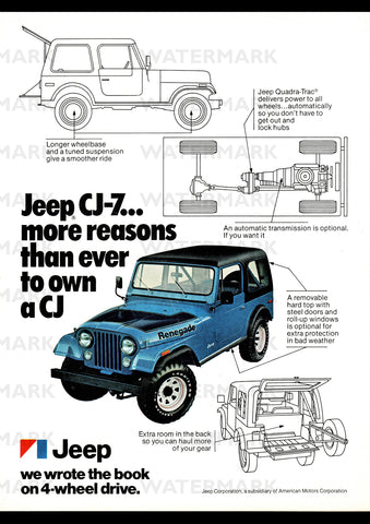 1977 JEEP CJ-7 USA REPRO AD ART PRINT POSTER