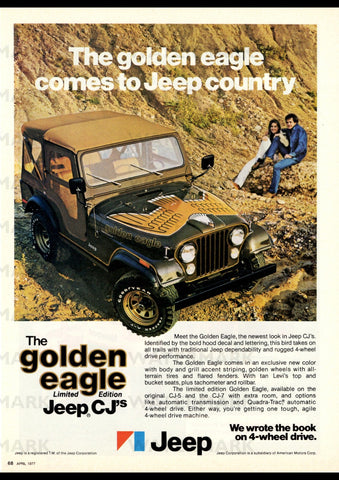 1977 JEEP CJ GOLDEN EAGLE USA REPRO AD ART PRINT POSTER