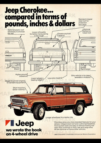 1977 JEEP CHEROKEE CHIEF USA REPRO AD ART PRINT POSTER