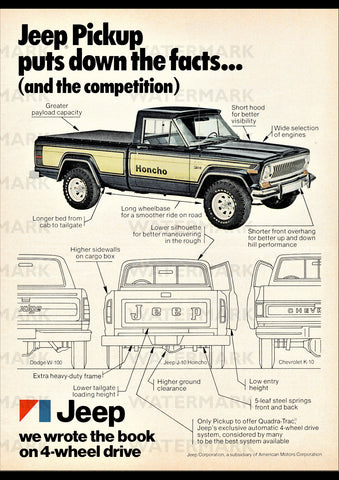 1977 JEEP J-10 HONCHO PICKUP USA REPRO AD ART PRINT POSTER