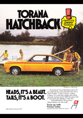 1977 LX HOLDEN TORANA SS HATCHBACK AUSSIE AD ART PRINT POSTER