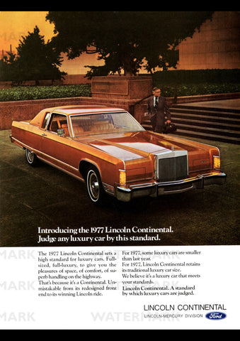 1977 LINCOLN CONTINENTAL TOWN COUPE USA REPRO AD ART PRINT POSTER