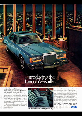 1977 LINCOLN VERSAILLES USA REPRO AD ART PRINT POSTER