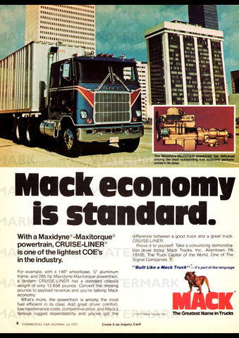 1977 MACK TRUCK CRUISE-LINER COE USA REPRO AD ART PRINT POSTER