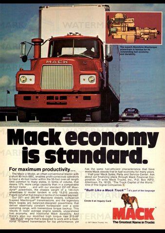 1977 MACK TRUCK U MODEL CONVENTIONAL TRACTOR USA REPRO AD ART PRINT POSTER