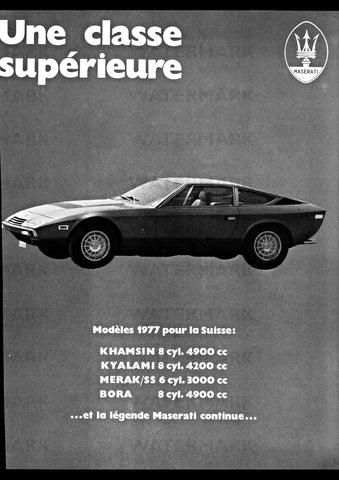 1977 MASERATI KHAMSIN SWITZERLAND SWISS REPRO AD ART PRINT POSTER