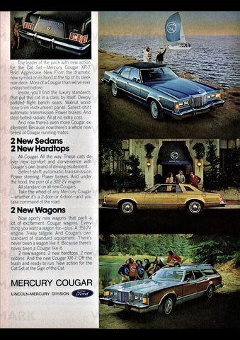 1977 MERCURY COUGAR SEDAN HARDTOP AND WAGON USA REPRO AD ART PRINT POSTER