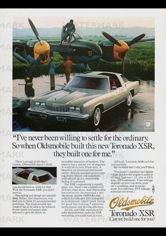 1977 OLDSMOBILE TORONADO XSR USA REPRO AD ART PRINT POSTER