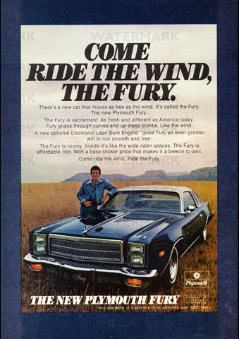 1977 PLYMOUTH FURY USA REPRO AD ART PRINT POSTER