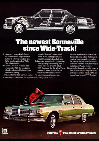 1977 PONTIAC BONNEVILLE SEDAN USA REPRO AD ART PRINT POSTER