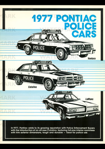 1977 PONTIAC POLICE CARS USA REPRO AD ART PRINT POSTER