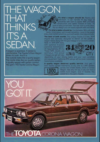 1977 TOYOTA CORONA WAGON USA REPRO AD ART PRINT POSTER