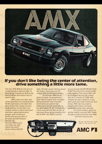 1978 AMC AMX USA AD ART PRINT POSTER