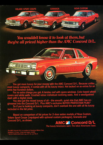 1978 AMC CONCORD DL USA AD ART PRINT POSTER