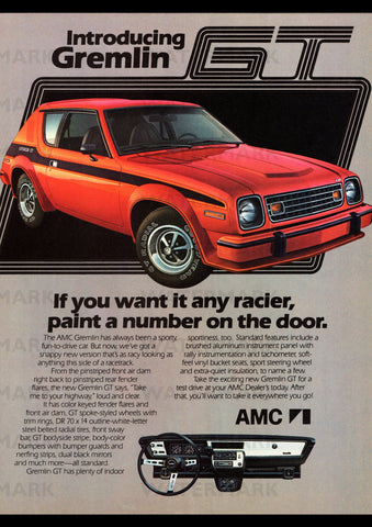 1978 AMC GREMLIN GT USA AD ART PRINT POSTER