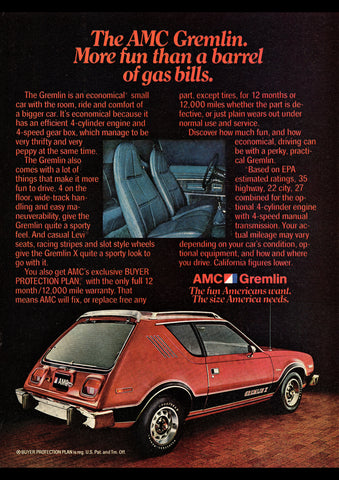 1978 AMC GREMLIN USA AD ART PRINT POSTER