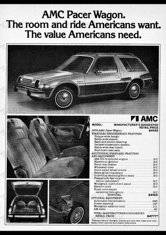 1978 AMC PACER WAGON USA AD ART PRINT POSTER