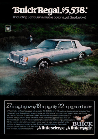 1978 BUICK REGAL COUPE USA AD ART PRINT POSTER