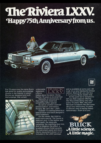 1978 BUICK RIVIERA LXXV USA AD ART PRINT POSTER