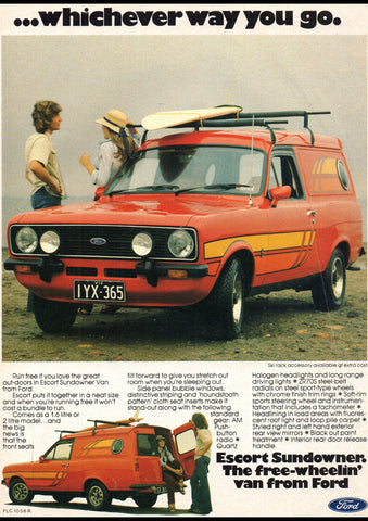 1978 FORD ESCORT SUNDOWNER PANEL VAN AUSSIE REPRO AD ART PRINT POSTER