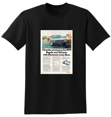 1979 CHRYSLER VALIANT VALIANT REGAL ELECTRONIC LEAN BURN AUSSIE AD TSHIRT