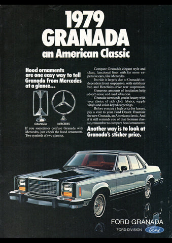 1979 FORD GRANADA SEDAN USA REPRO AD ART PRINT POSTER