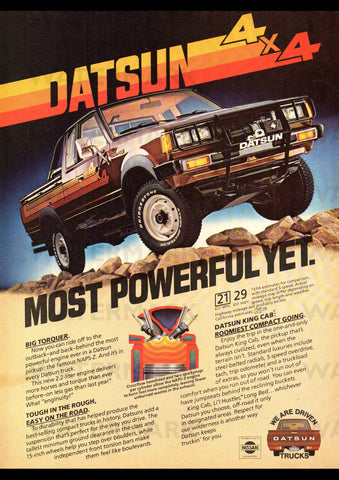 1981 DATSUN 2.2 LITRE 4WD PICK-UP TRUCK NISSAN USA AD ART PRINT POSTER